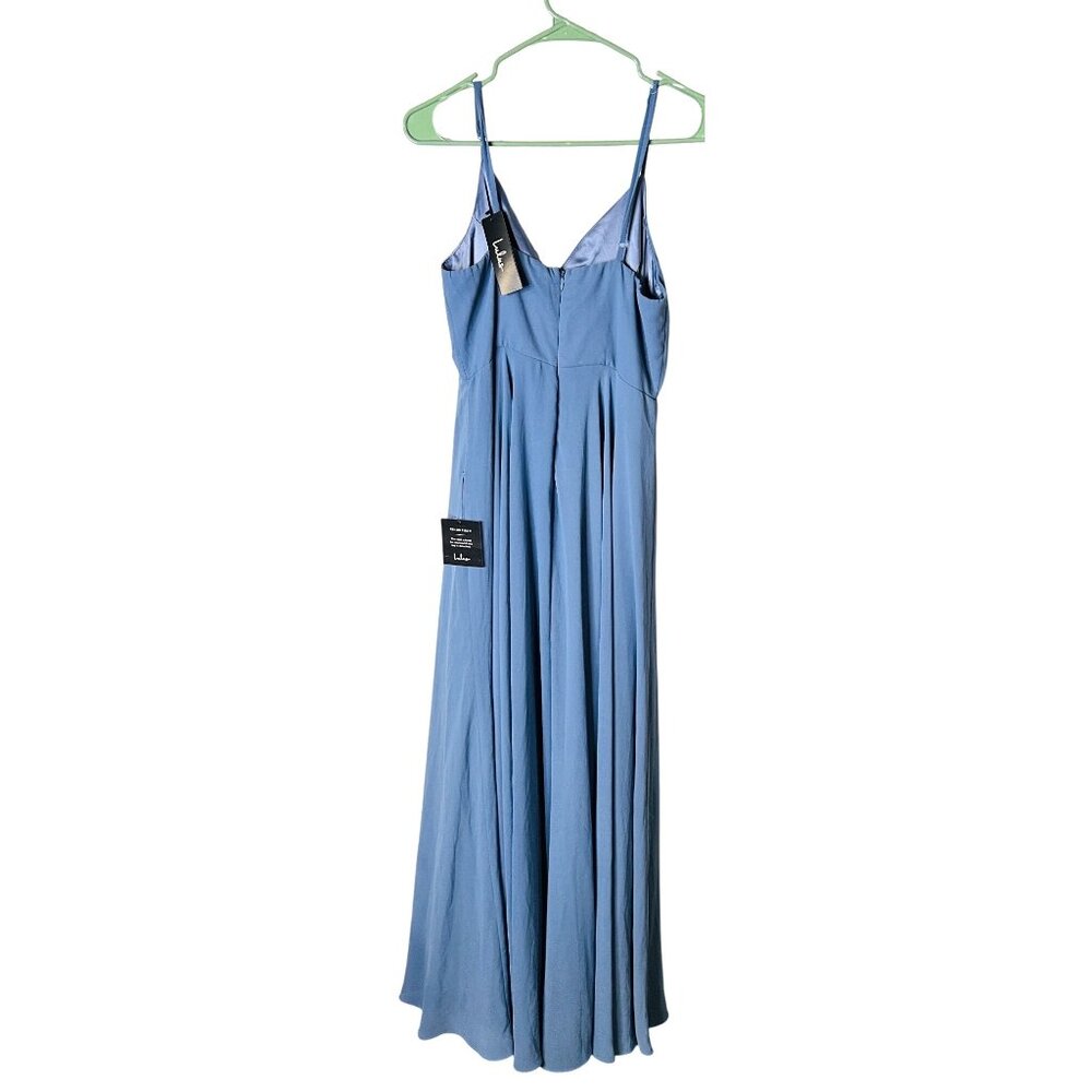 Lulus Light Blue Maxi Evening Gown With Spaghetti Straps & Flowing Skirt Medium - Picture 2 of 6